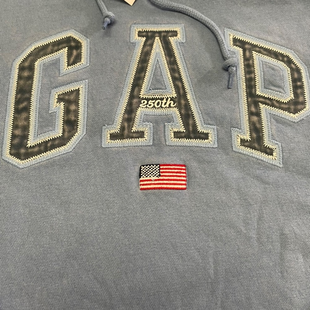 Gap VintageSoft Americana 250th Logo Hoodie XL Cabana Blue USA NWT Oversized